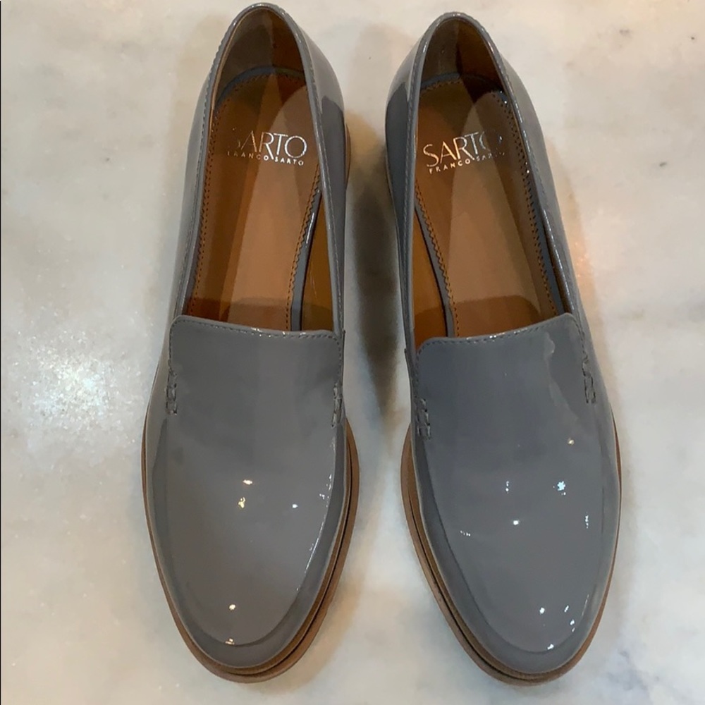 Franco Sarto Gray Patent Loafers Size 9